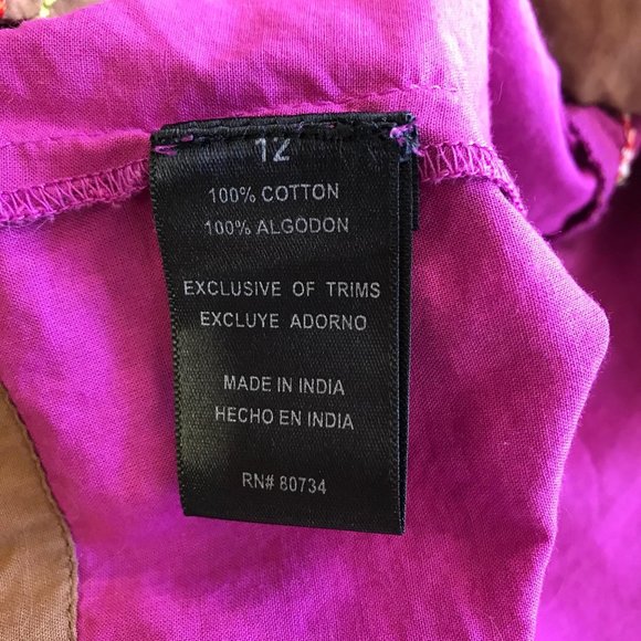 Parallel Womens Purple Boho Embroidered Short Sleeve Blouse Size 12 - Picture 4 of 7